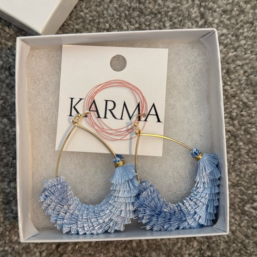 Blue tassel earrings never worn